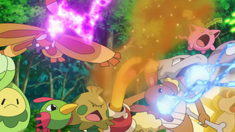Marowak y Buneary usando rayo de hielo/rayo hielo.