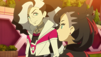 Marnie/Roxy junto a Piers/Nerio (anime).