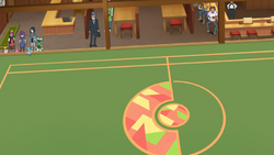 Campo de batalla del Gimnasio de Pueblo Mestura en el anime