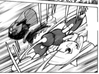 Hitmontop de Aníbal usando triple patada.