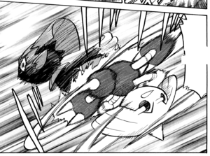 Hitmontop usando triple patada.