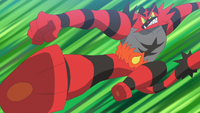 Incineroar de Nyabiko usando doble patada.