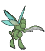 Imagen posterior de Scyther macho en Pokémon X, Pokémon Y, Pokémon Rubí Omega, Pokémon Zafiro Alfa, Pokémon Sol, Pokémon Luna, Pokémon Ultrasol y Pokémon Ultraluna