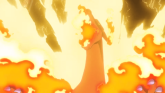 Charizard Gigamax usando maxitormenta.