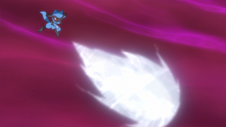 Riolu de Ash usando Onda de Vacío/Onda Vacío.