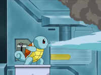 Squirtle del la lección Pokémon usando pistola agua.