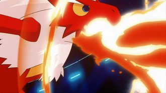 Blaziken usando lanzallamas.