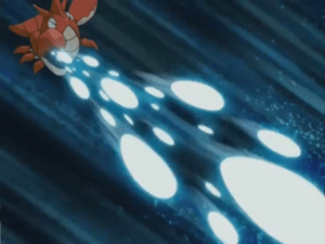 Corphish usando rayo burbuja.
