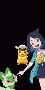 Sprigatito y Liko en fotos GO/instantáneas de GO.