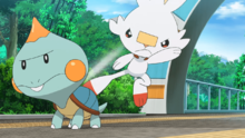 Scorbunny de Goh usando doble patada.