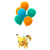 Pikachu Vuelo con globos naranja