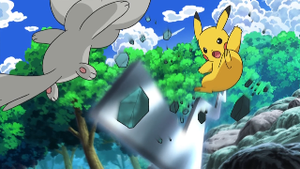 Pikachu usando cola férrea.