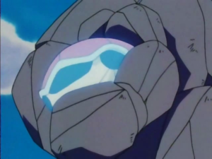 Squirtle de Ash usando refugio.