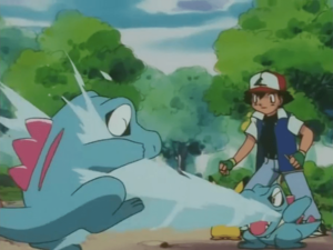 Totodile usando pistola agua.