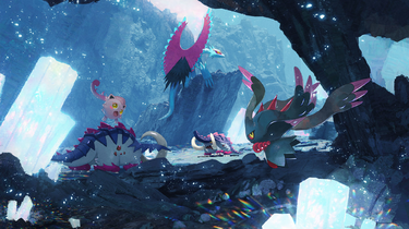 Ilustración de Colagrito junto a otros Pokémon Paradoja en el Área Cero.