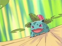 Ivysaur usando hoja afilada.