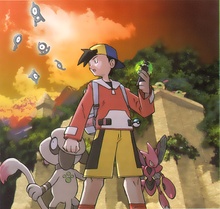 Ilustración de Oro en las Ruinas Alfa en Pokémon Oro, Plata y Cristal.