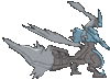 Imagen posterior de Kyurem blanco inactivo en Pokémon X, Pokémon Y, Pokémon Rubí Omega, Pokémon Zafiro Alfa, Pokémon Sol, Pokémon Luna, Pokémon Ultrasol y Pokémon Ultraluna