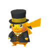 Pikachu con traje elegante amarillo y monóculo