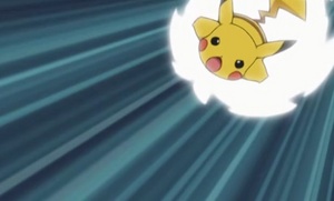 Pikachu usando ataque rápido.
