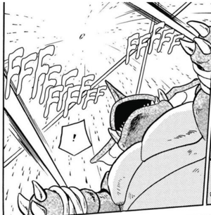 Nidoking sufriendo el polvo veneno.