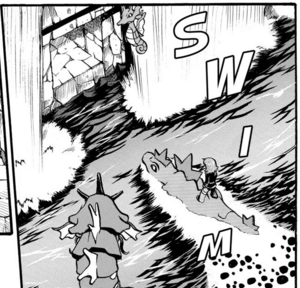 Feraligatr de Silver/Plata usando Surf.