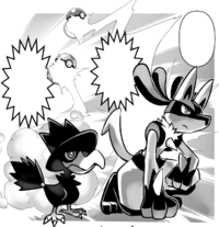 Murkrow saliendo de una Ensueño Ball en Daisuki! Pokémon Battle.