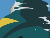 Sharpedo hiriendo a Ash con Piel Dura/Piel Tosca.