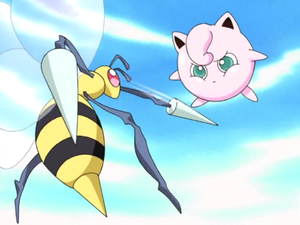 Beedrill usando doble ataque.