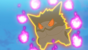 Gengar de Ash usando fuego fatuo.
