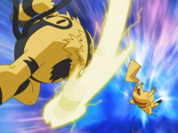 Electivire de Gary usando golpe trueno/puño trueno.
