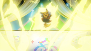 Pikachu roquero usando rayo.