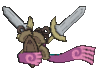 Imagen posterior de Doublade en Pokémon X, Pokémon Y, Pokémon Rubí Omega, Pokémon Zafiro Alfa, Pokémon Sol, Pokémon Luna, Pokémon Ultrasol y Pokémon Ultraluna