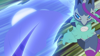 Mega-Lucario Z brillante/variocolor de Rod usando Garra de Metal/Garra Metal.