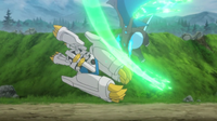 Mega-Charizard X usando garra dragón.
