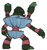Imagen posterior de Barbaracle variocolor en Pokémon X, Pokémon Y, Pokémon Rubí Omega, Pokémon Zafiro Alfa, Pokémon Sol, Pokémon Luna, Pokémon Ultrasol y Pokémon Ultraluna