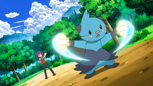 Dewott usando concha filo.