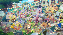 Laia en el artwork del segundo aniversario de Pokémon Café ReMix.