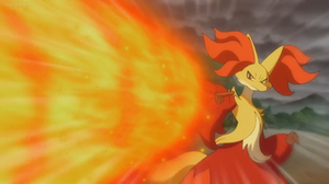 Delphox de Serena usando lanzallamas.