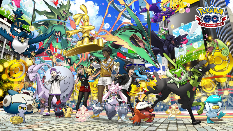 Archivo:Artwork Séptimo Aniversario Pokémon GO.png