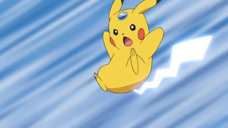 Pikachu de Ash usando cola de hierro/cola férrea.