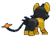 Imagen posterior de Luxio variocolor hembra en Pokémon X, Pokémon Y, Pokémon Rubí Omega, Pokémon Zafiro Alfa, Pokémon Sol, Pokémon Luna, Pokémon Ultrasol y Pokémon Ultraluna