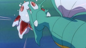 Kingdra usando golpe cabeza.