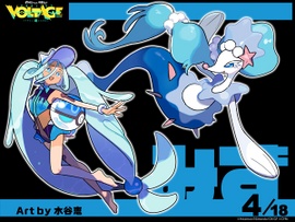 Hatsune Miku como entrenadora de tipo agua.