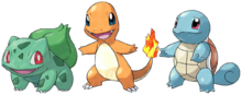 Pokémon iniciales en Pokémon Rojo Fuego y Pokémon Verde Hoja.