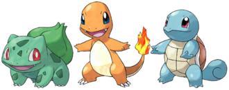Pokémon iniciales en Pokémon Rojo Fuego y Pokémon Verde Hoja.