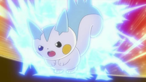 Pachirisu de Dawn/Maya usando Chispa.