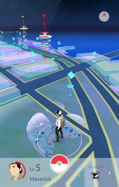 Archivo:Pokémon GO Vista de mapa de noche.png