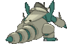 Imagen posterior de Mega-Aggron variocolor en Pokémon X, Pokémon Y, Pokémon Rubí Omega, Pokémon Zafiro Alfa, Pokémon Sol, Pokémon Luna, Pokémon Ultrasol y Pokémon Ultraluna