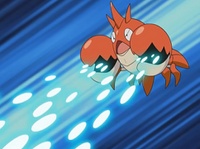 Corphish usando rayo burbuja.